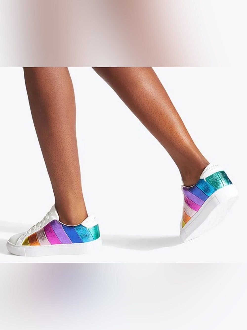 NWT Kurt Geiger Rainbow Metallic Stripe Sneakers - Size 6.5